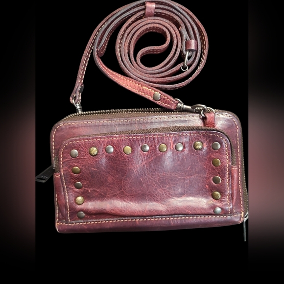 Patricia Nash Handbags - Patrisha Nash Studded Burgundy Leather Crossbody Bag